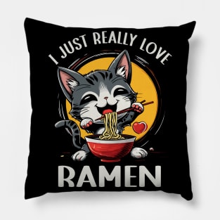 Cute Kawaii Ramen Lover Cat Pillow