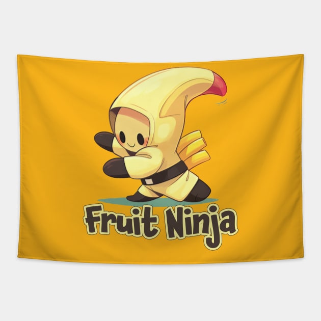 Kawaii Banana - Fruit Ninja Tapestry by Tee-Magination