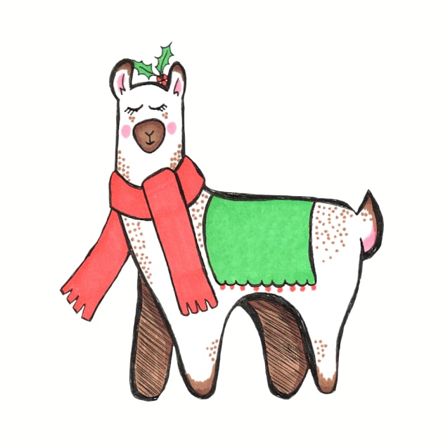 Cute Christmas Llama by RuthMCreative