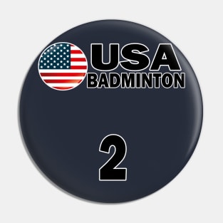 USA Badminton Number 2 T-shirt Design Pin