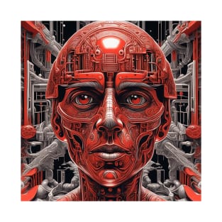 techno red robot in the future T-Shirt