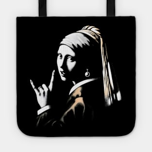 Metalhead Girl with a Pearl Earring Tote