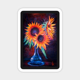 Pastel Painting - Sunflowers still life Magnet