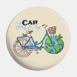 car free day earth wheel Pin