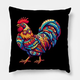 colorful psychedelic rooster Pillow