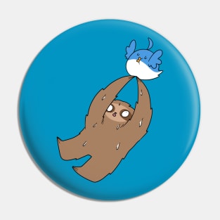 Sloth Flying Away with Chubby Bird Pin