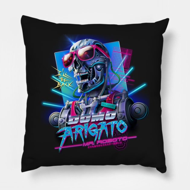 Domo Arigato Mr. Roboto Pillow by RockyDavies