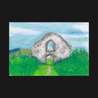 Hen Eglwys, Chapel on the Hill - Pastel Drawing T-Shirt