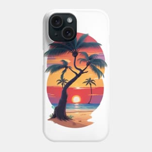 Palm trees with sunset Phone Case