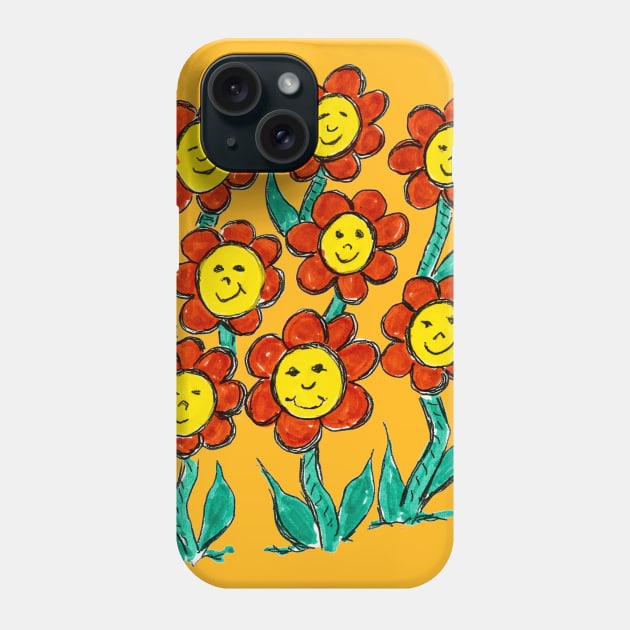 Happy Face Flowers watercolor Phone Case by ShiningLightGallery