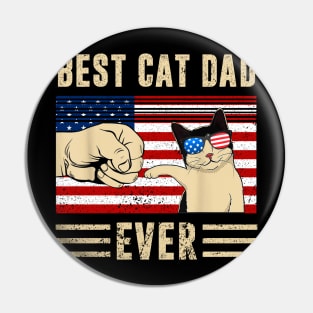 Best Cat Dad Ever American Flag Pin