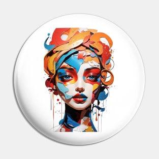 Playful Abstract Face Art: Burst of Colorful Whimsy Pin