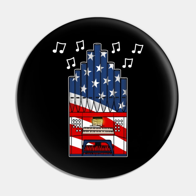 4th July Organ American Flag Church Organist Pin by doodlerob