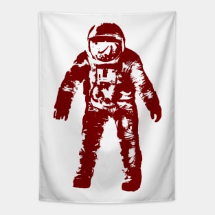 Red Vector Illustration of Astronaut Spaceman Tapestry