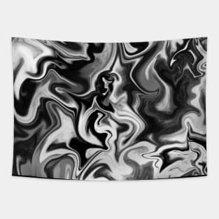 Fluid Black and White Marbleized Ink Tapestry
