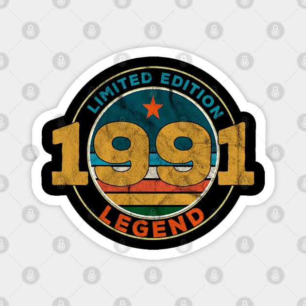 Men's 30th Birthday Gift Vintage Legend 1991 Limited Edition Magnet by LittleBoxOfLyrics