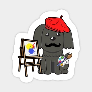 Funny black dog is a painter Magnet