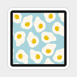 Fried eggs breakfast blue Magnet