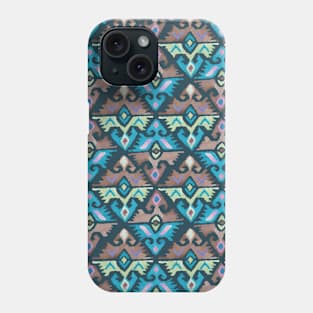 Ethnic geometric carpet  blue brown Phone Case