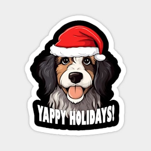 Bernedoodle Christmas Gift Yappy Holidays Santa Dog Magnet