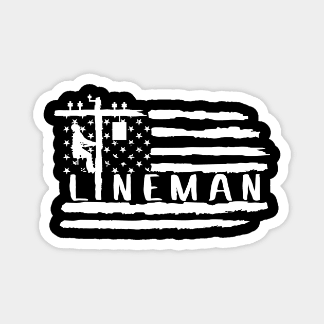 Lineman american flag, lineman worker american design Magnet by colorbyte
