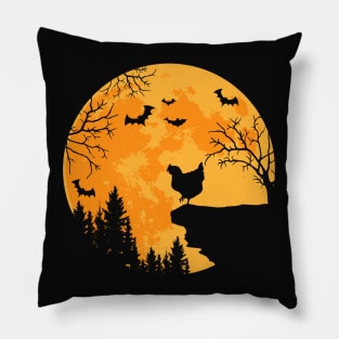 Chicken Lovers Funny Chicken And Moon Halloween Costume Pillow