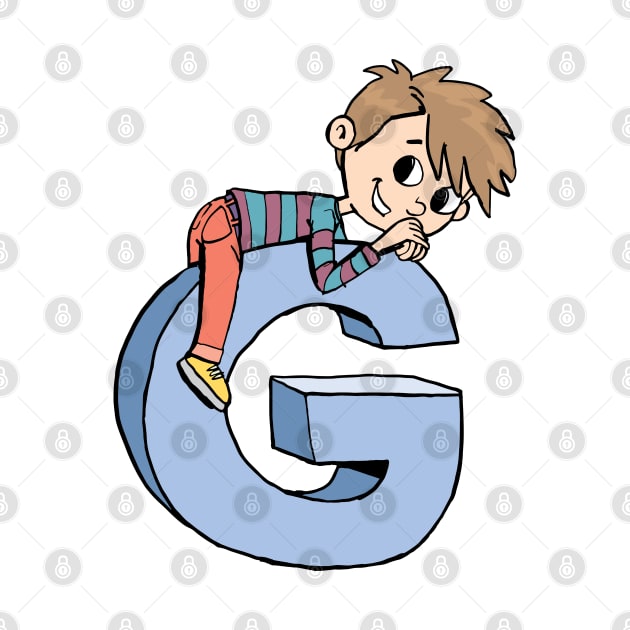 boy climbed up and lay down on the capital letter G by duxpavlic