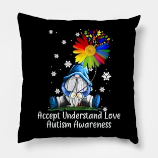 Accept Understand Love Autism Awareness Gnome Pillow