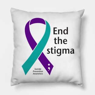 Suicide prevention: End the stigma, black type Pillow