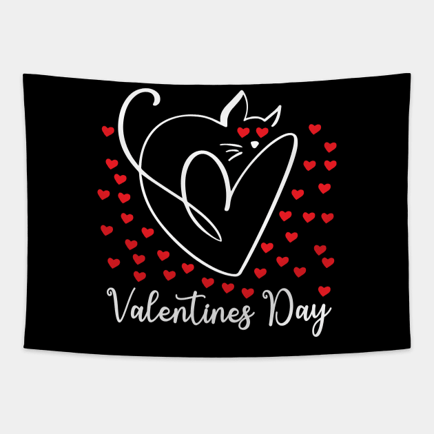 Valentines Day Cat Red Roses Cute Valentine Pet Women Girls Tapestry by DesignHND