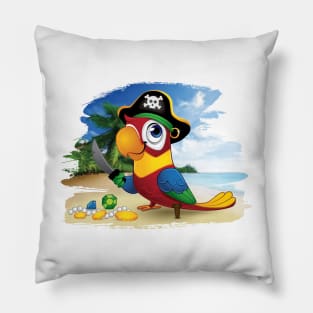 Pirate Parrot with Treasure and Sword Pillow