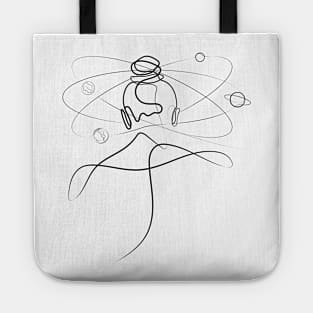 She's The Center Of The Universe | One Line Artist | Minimal Art | One Line Art | Minimalist Tote