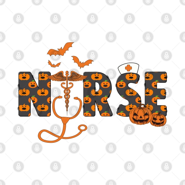 Halloween Nurse Nursing Cute Health Worker Halloween Pattern by WildFoxFarmCo