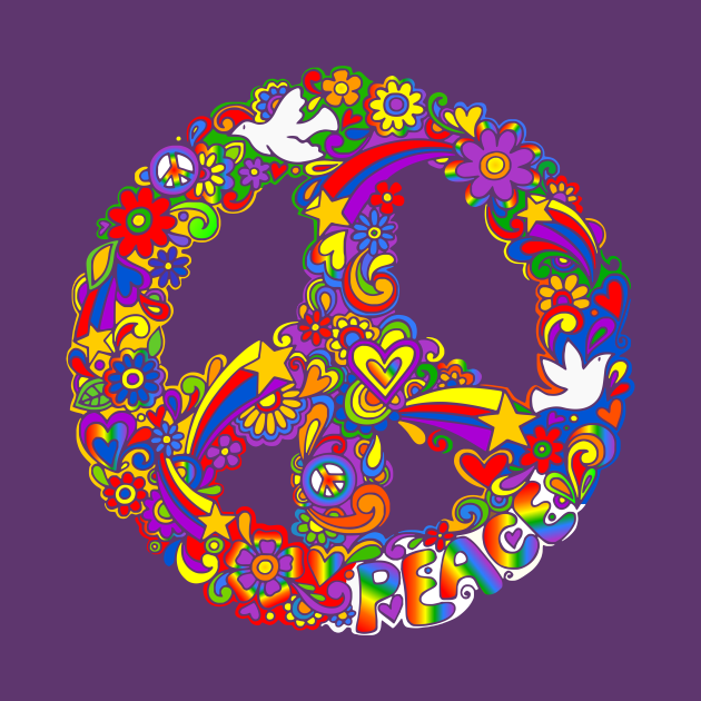 Rainbow Colors Peace Symbol Hippie T Shirt Teepublic 