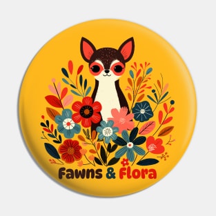 Fawns and Flora | Cute baby deer with flowers | Deer Lover Design Pin