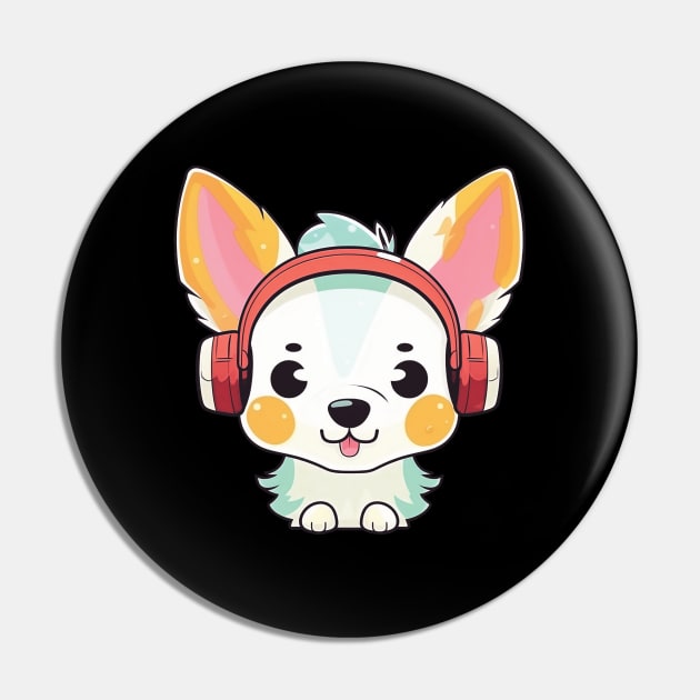 Cute little dog wearing a headphones listening to music Pin by WAADESIGN