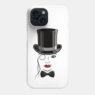 Lady in Top Hat and Bow Phone Case