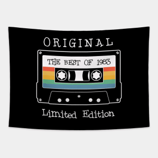 retro audio cassette with birthday date t-shirt Tapestry