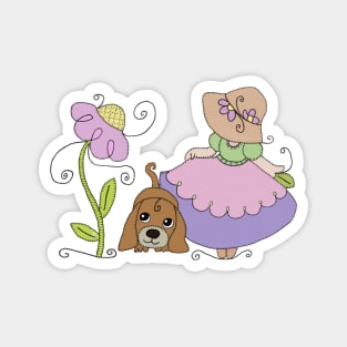 Mädchen mit Hund Magnet