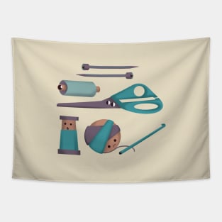 Cute scissors, crochet and knitting stuff Tapestry