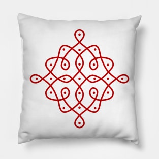 Dot Kolam, Red transparent Kolam, Muggu, rangoli Pillow