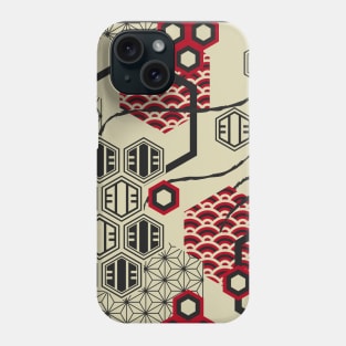 Asian style Asian style hexagon red and black patternhexagon red and black pattern Phone Case