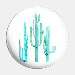 Three Pretty Watercolor Cacti Pin