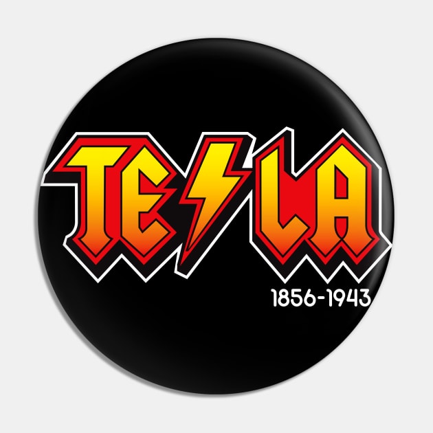 Nikola Tesla ACDC lettering Pin by Alema Art