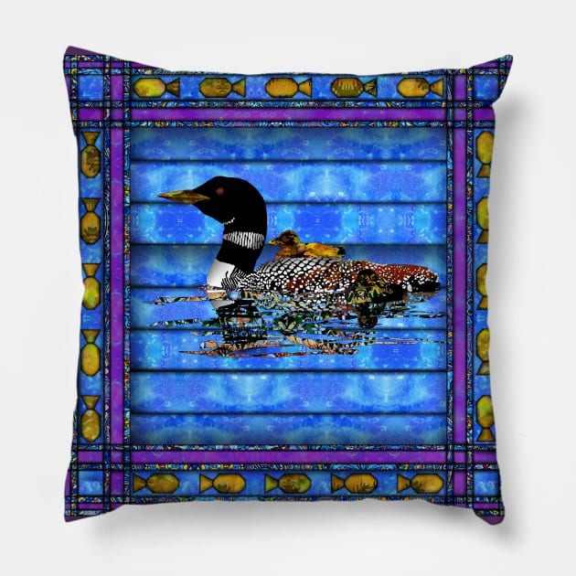 Colorful Loon quilt Pillow by Zodiart