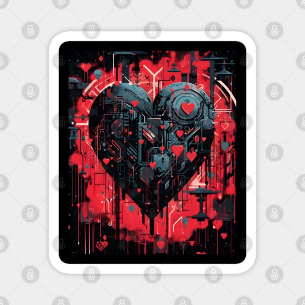 Techno heart Magnet by ArtWearSplash