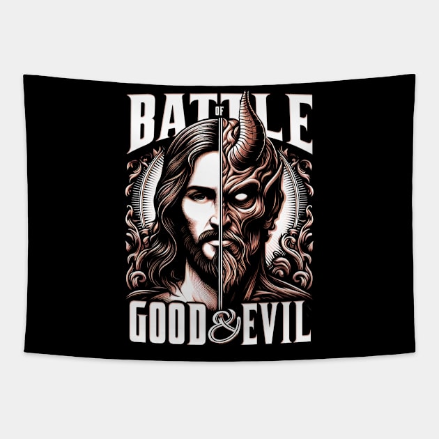 Battle of Good and Evil, eternal struggle between good and evil Tapestry by ArtbyJester