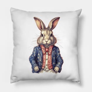 4th of July Rabbit Portrait Pillow