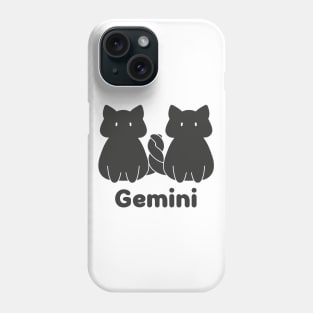 Gemini Cat Zodiac Sign with Text (Black and White) Phone Case