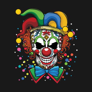 Dia De Los Muertos Creepy Clown Face Carnival T-Shirt